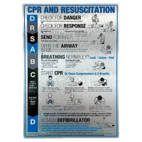 CPR Sign for Spas & Swimming Pools - Large Premium Brushed Aluminium 420mm x 594mm